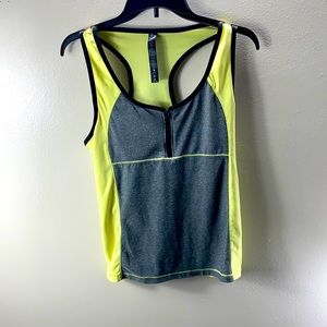 RBX Women's Neon yellow & Grey Quater Zip Athletic Tank Top Size L
